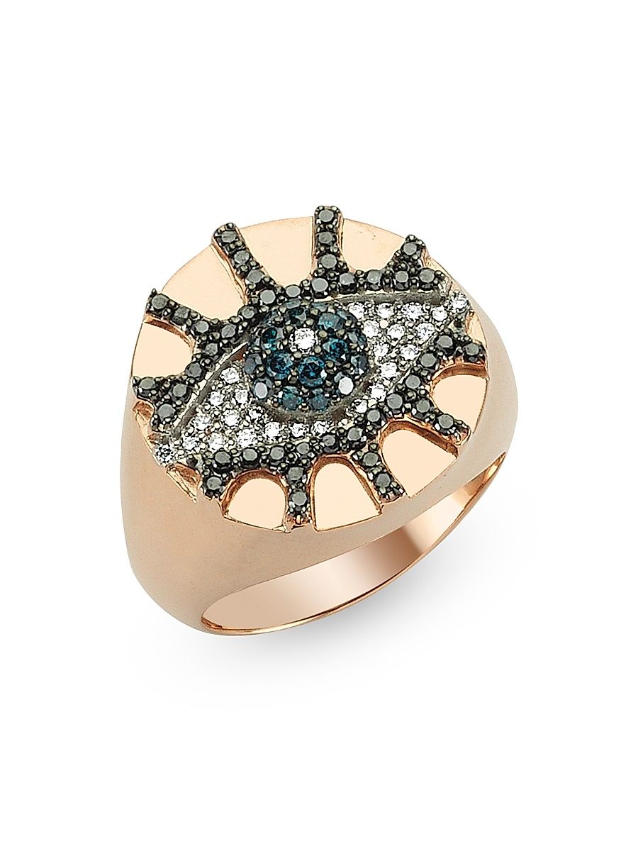 Women's Eye Light 14K Rose Gold & Multicolor Diamond Ring - Rose Gold - Size 7