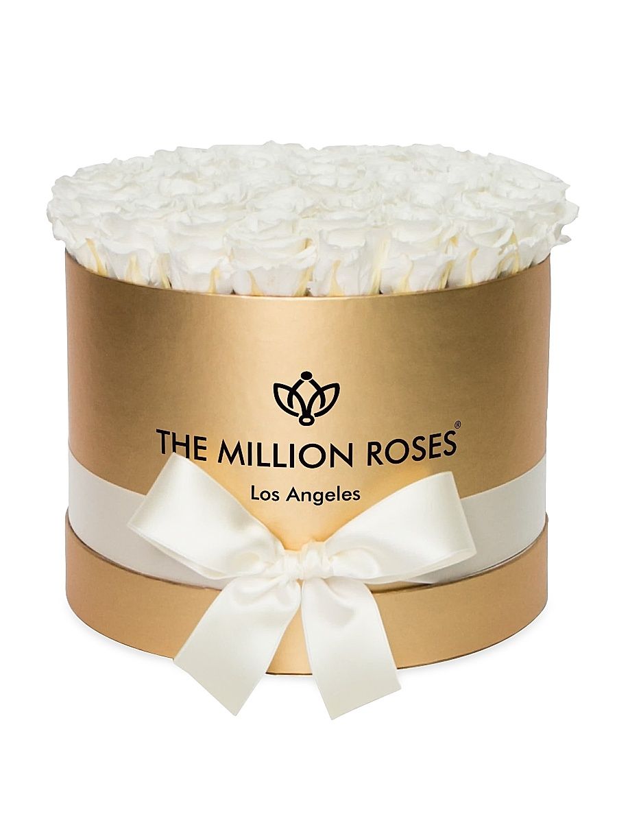 White Roses In Supreme Gold Box - White