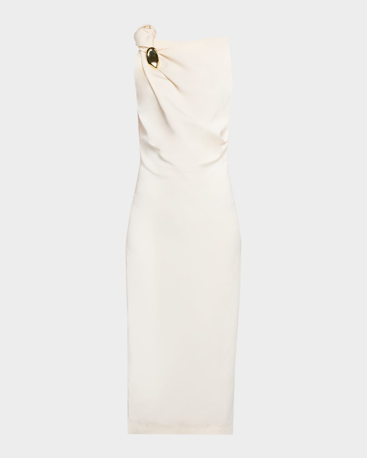 x Escha Soni Brooch Knotted Sleeveless Midi Dress