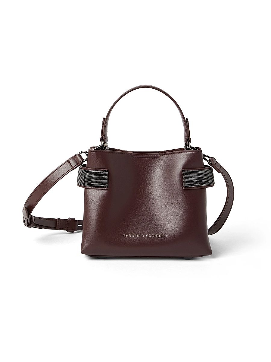 Women's Essence Small Top Handle Bag in Calfskin - Burgundy