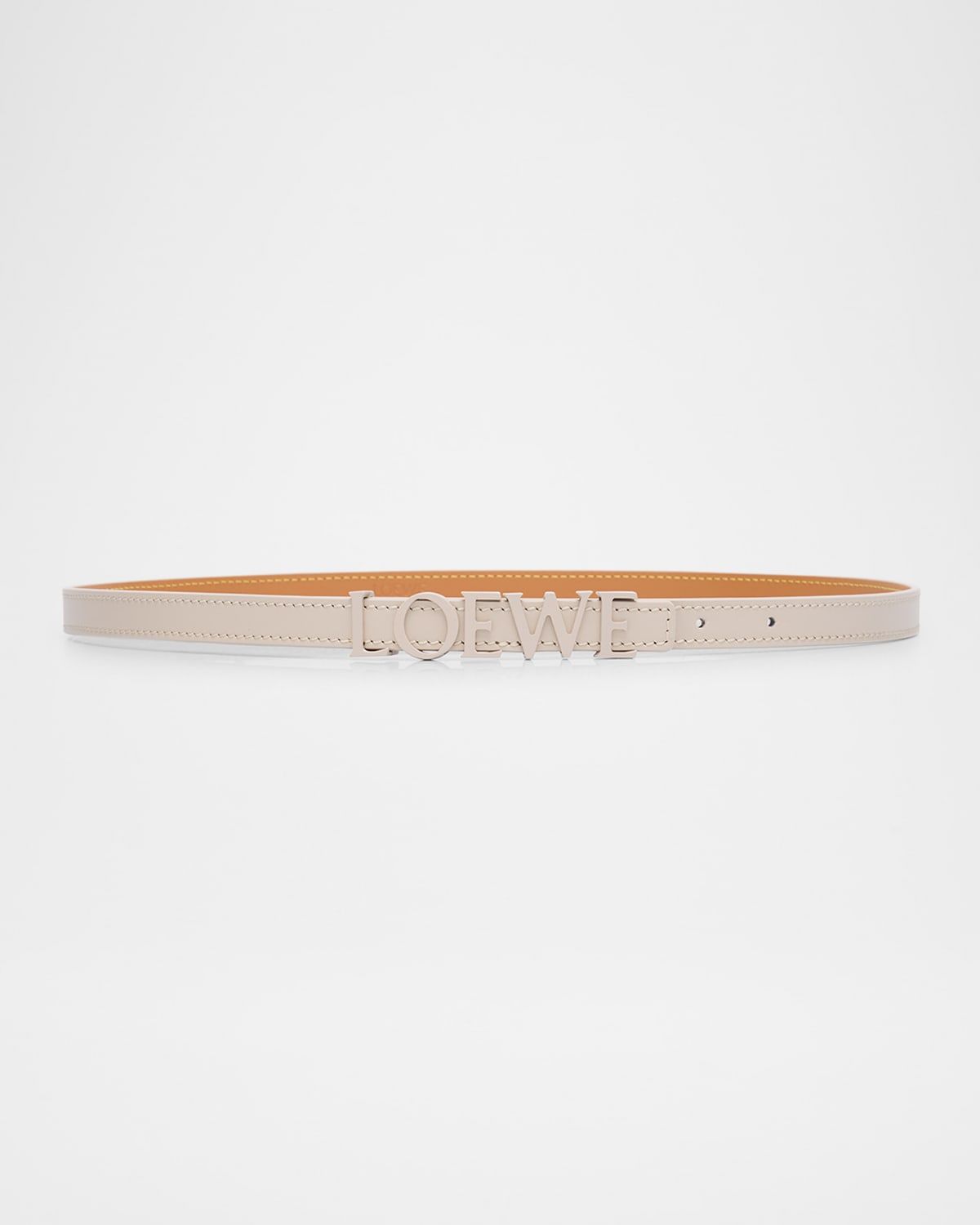 Logo Lettering Leather Skinny Belt