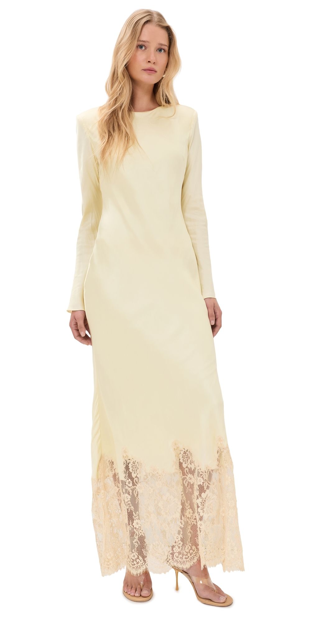 Self Portrait Lace Hem Maxi Dress Yellow 6
