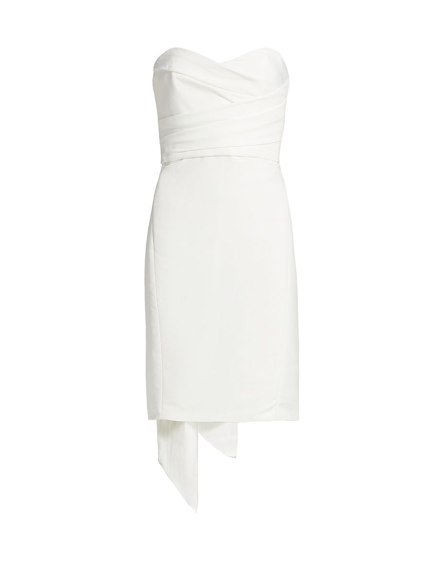 Women's Strapless Silk Faille Bow Dress - Silk White - Size 16