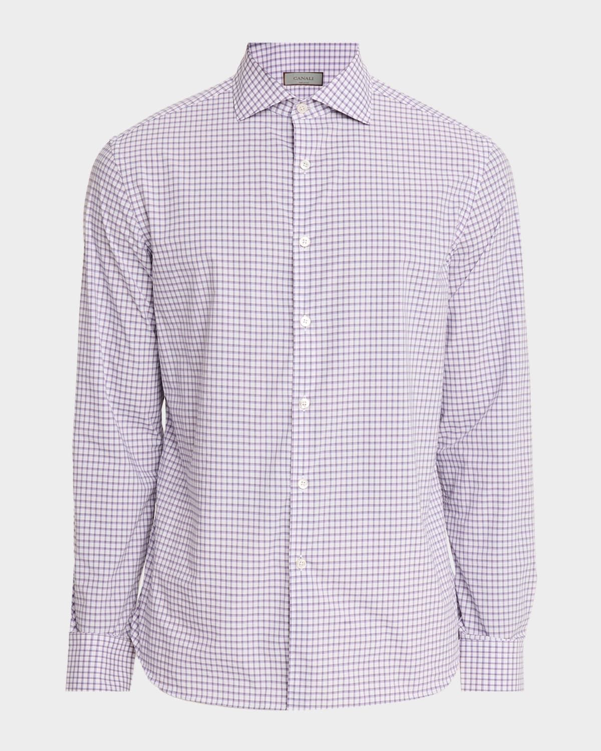 Men & apos;s Grid Check Cotton Sport Shirt