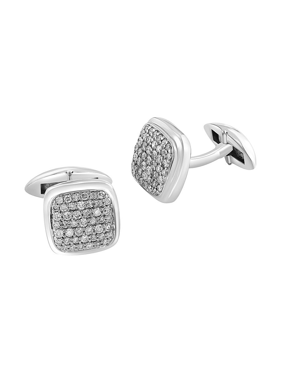 Men's COLLECTION Diamond & 925 Sterling Silver Cufflinks - Silver