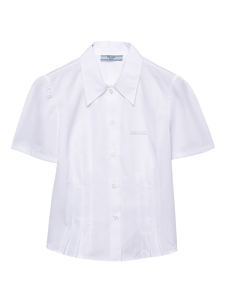 Women's Short-Sleeved Poplin Shirt - White - Size 12