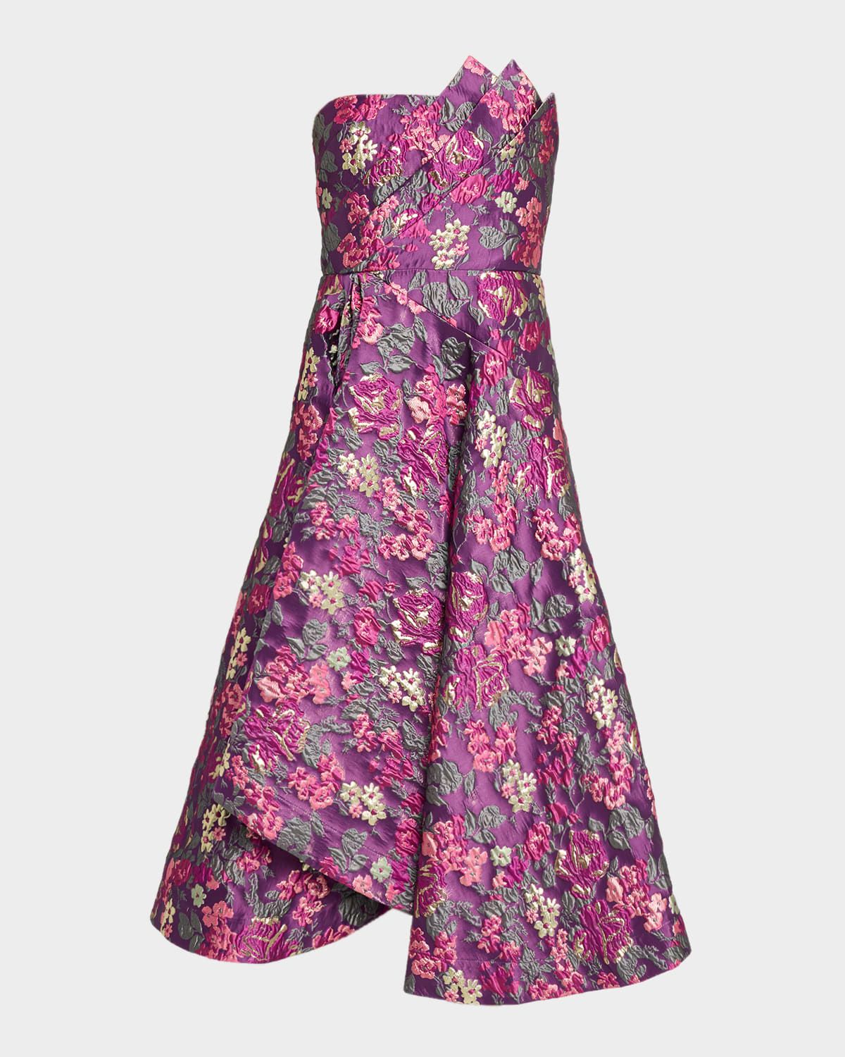 Carolina Strapless Floral Jacquard Midi Dress