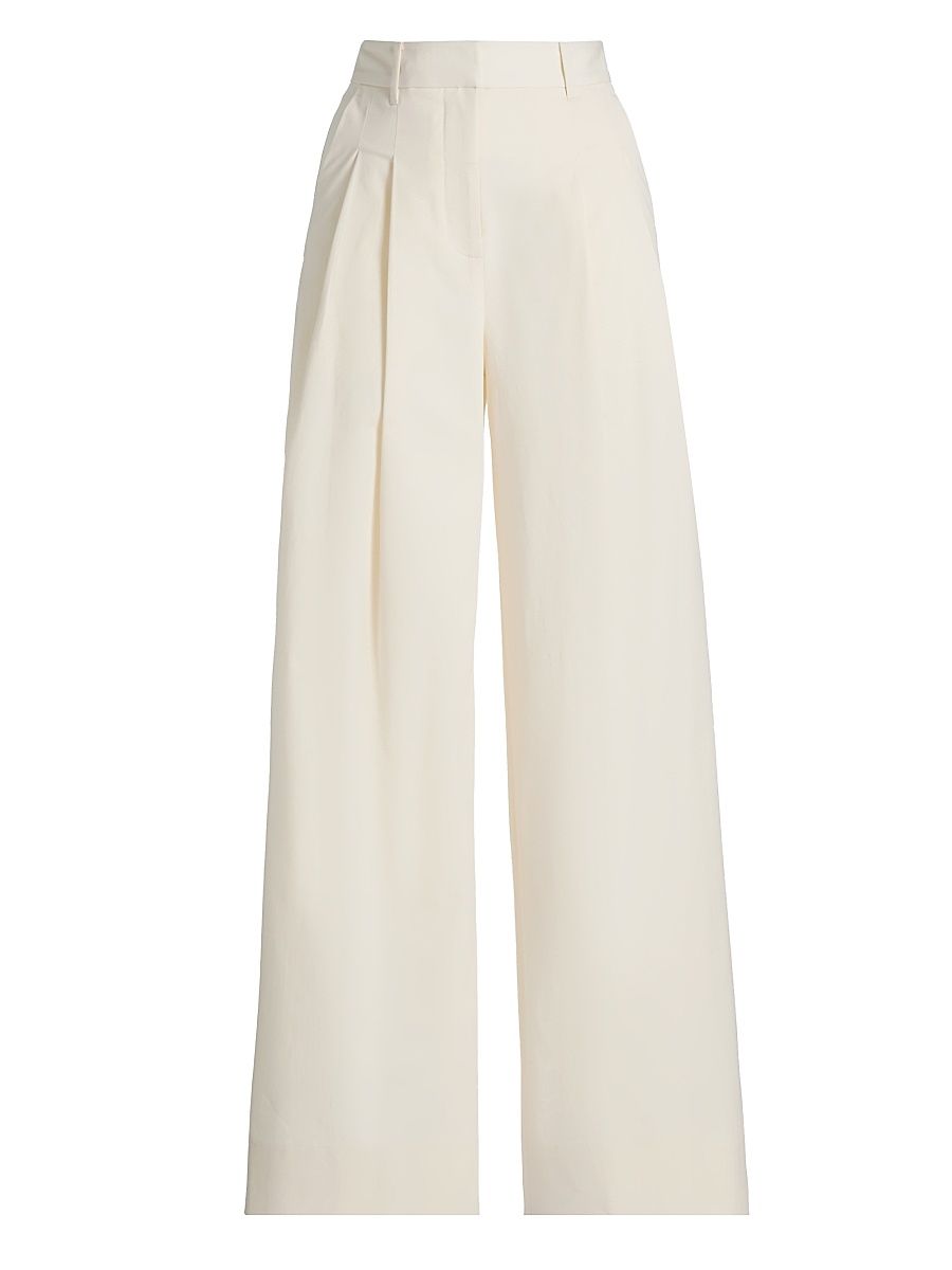 Women's Juliana Twill Wide-Leg Trousers - Soft White - Size 14