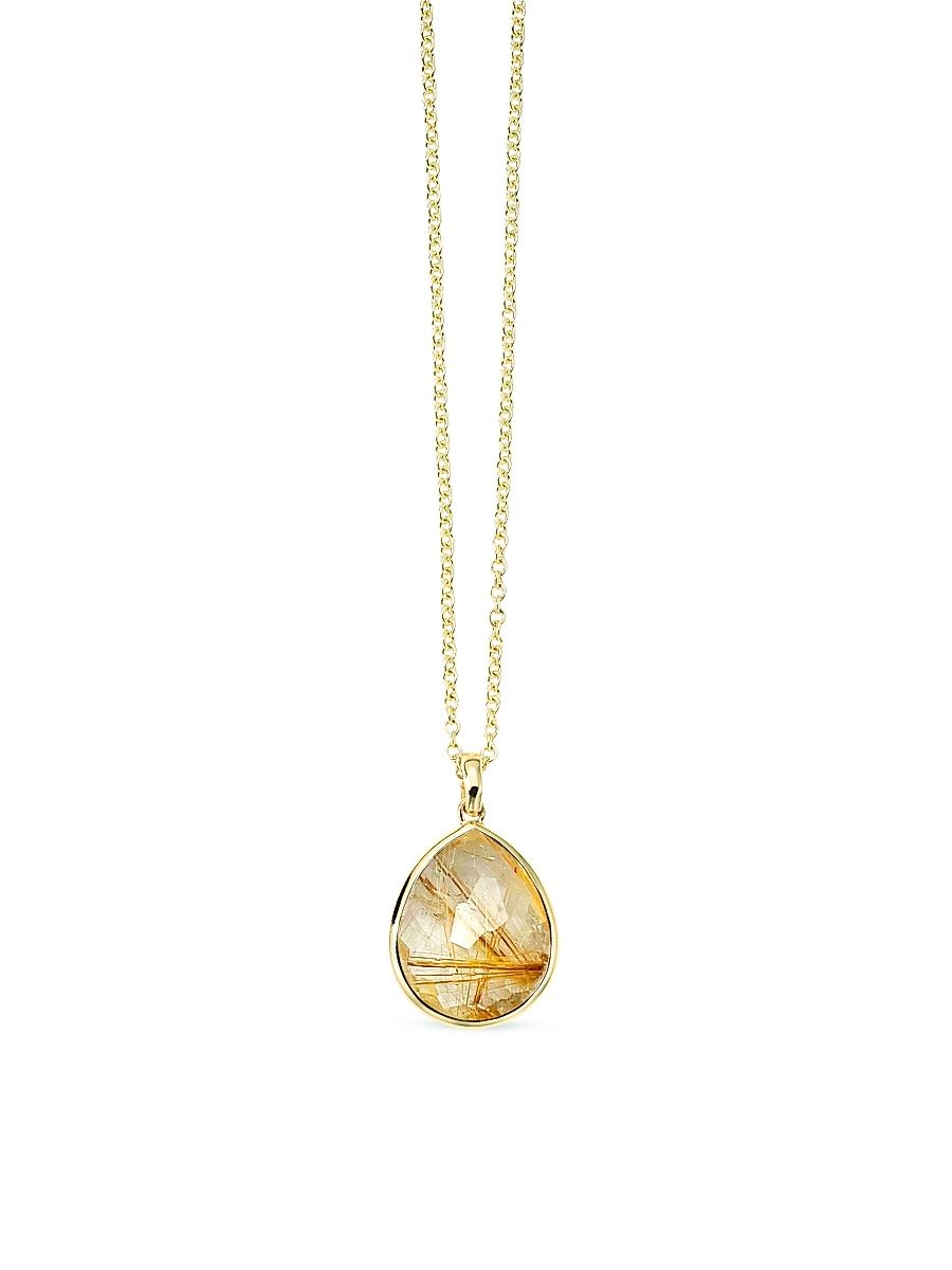 Women's Rock Candy 18K Yellow Gold & Rutilated Quartz Medium Teardrop Pendant Necklace - Gold