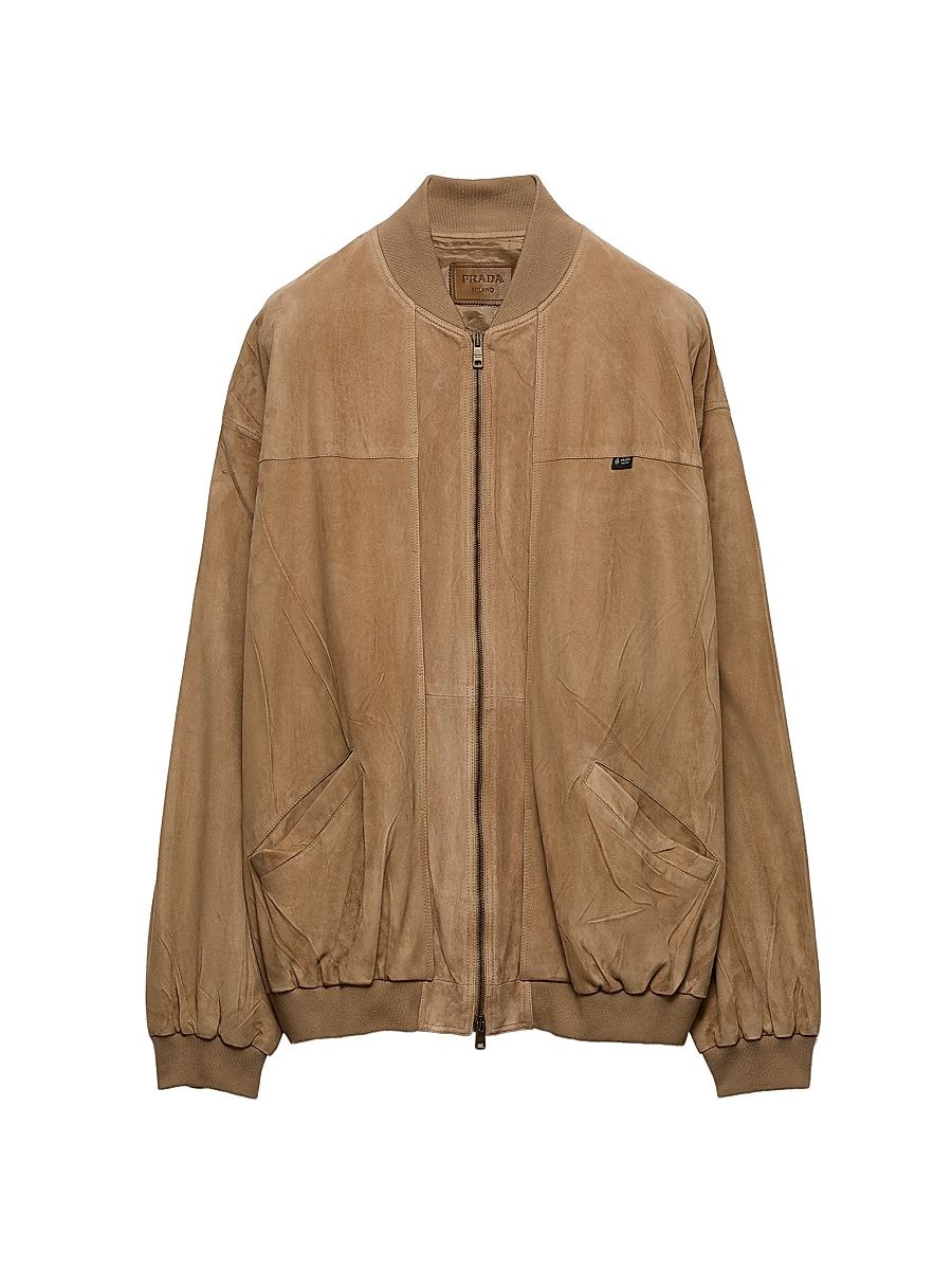 Men's Suede Bomber Jacket - Brown - Size 44