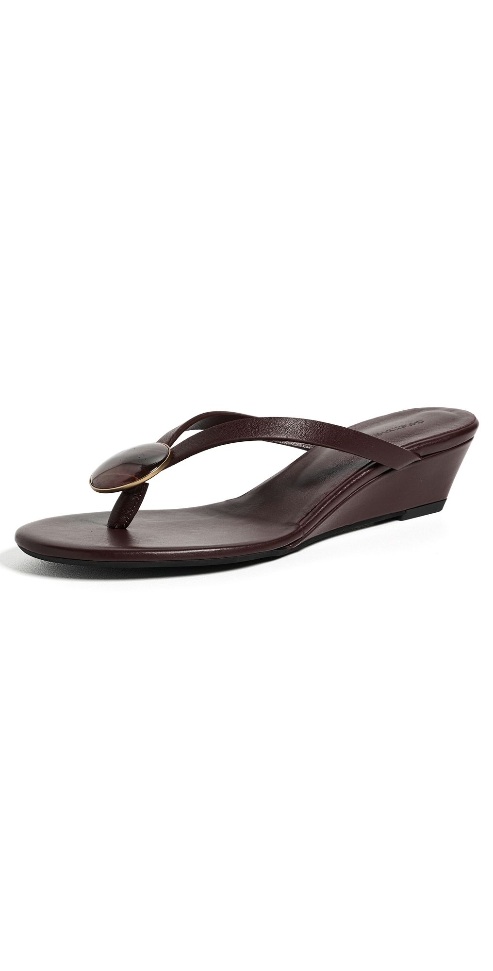 Christopher Esber Aura Quartz Flip Flop Wedges Mahogany/Red Tigers Eye 37