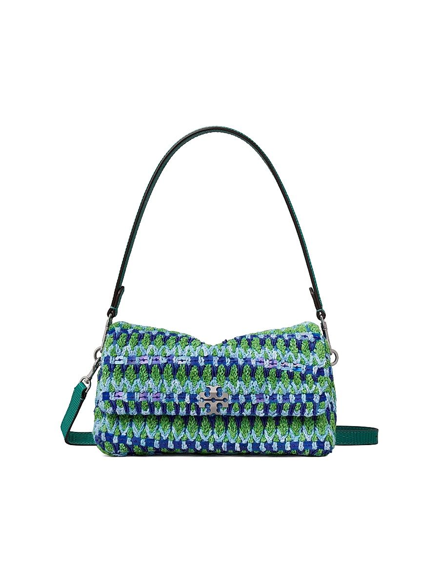 Women's Charlie Small Beaded Crochet Shoulder Bag - Blue