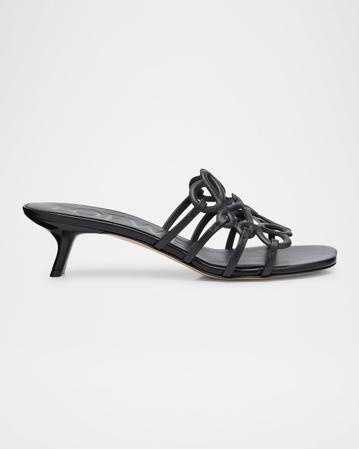 Petal Anagram Leather Caged Mule Sandals