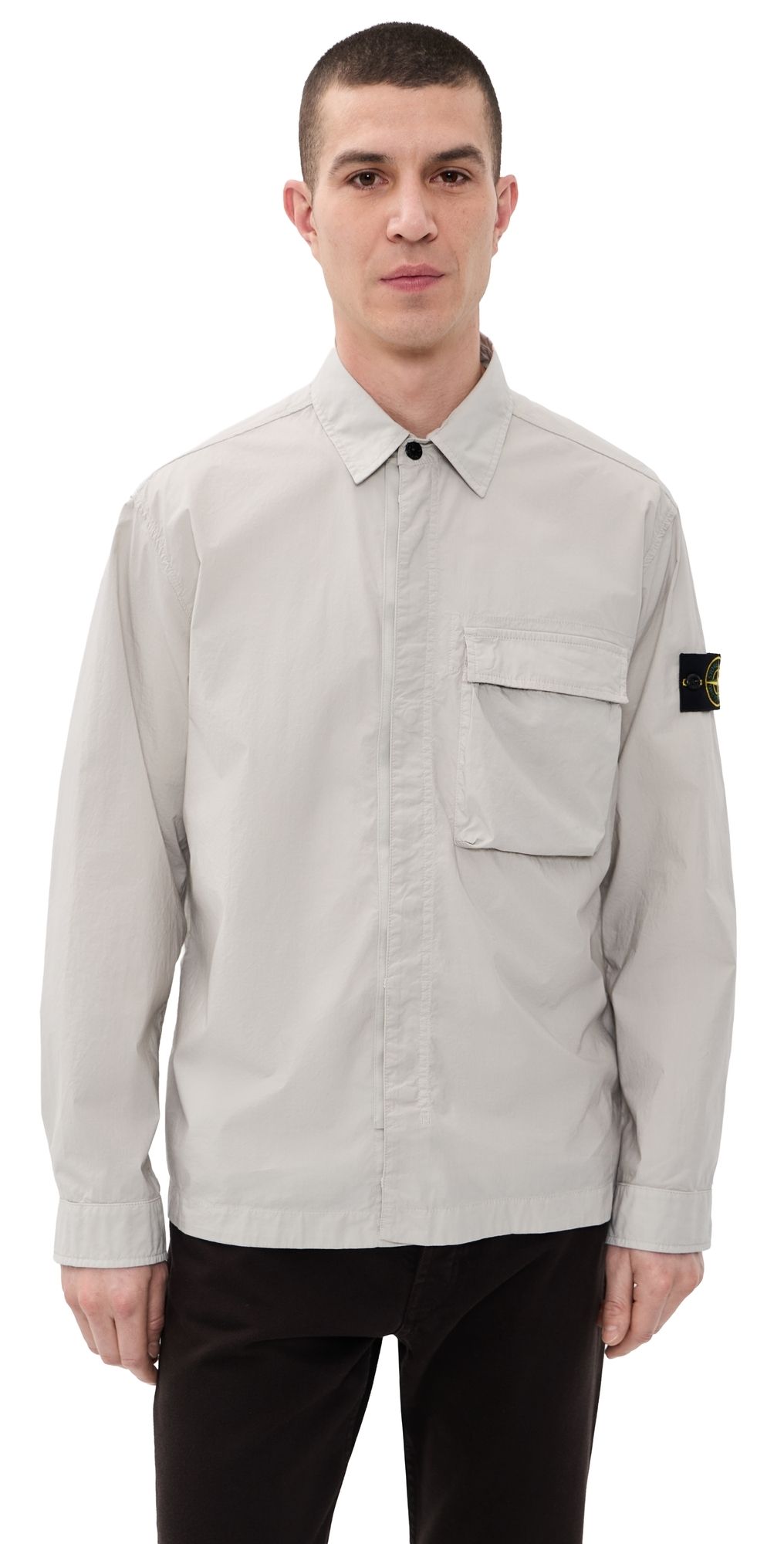 Stone Island Lightweight Stretch Cotton Overshirt Pearl Grey XL