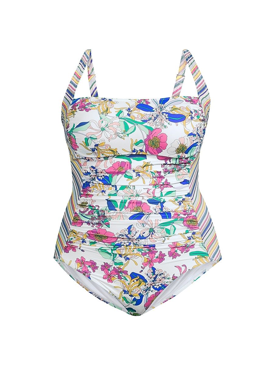 Women's Ruched Floral One-Piece Swimsuit - Aldrich - Size 26