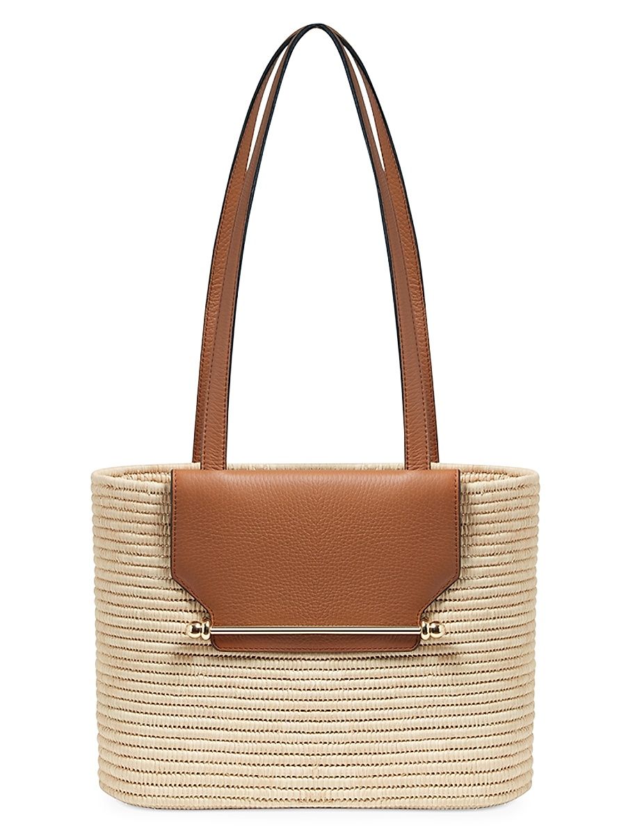 Women's Strathberry Raffia & Leather Basket Bag - Tan