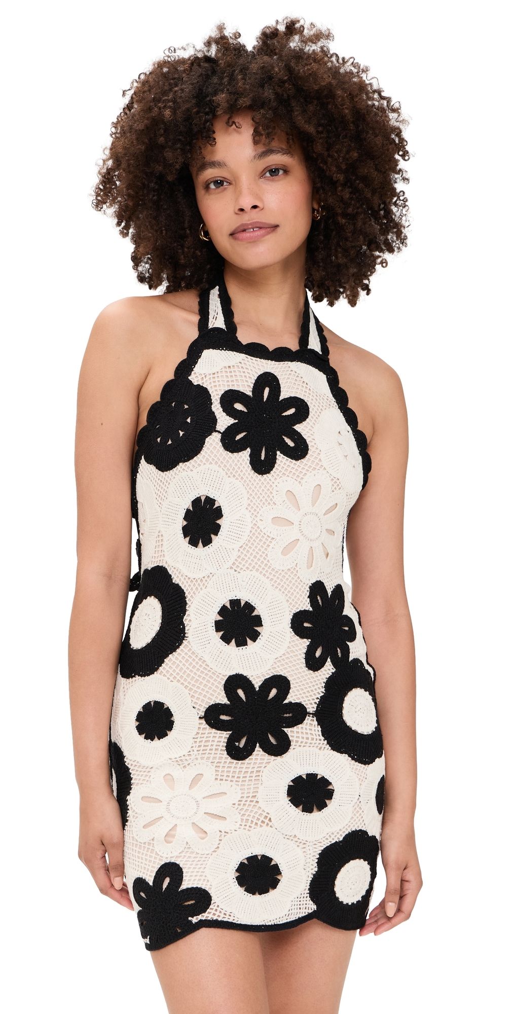 Show Me Your Mumu Happy Halter Mini Dress Toasted Coconut Crochet L