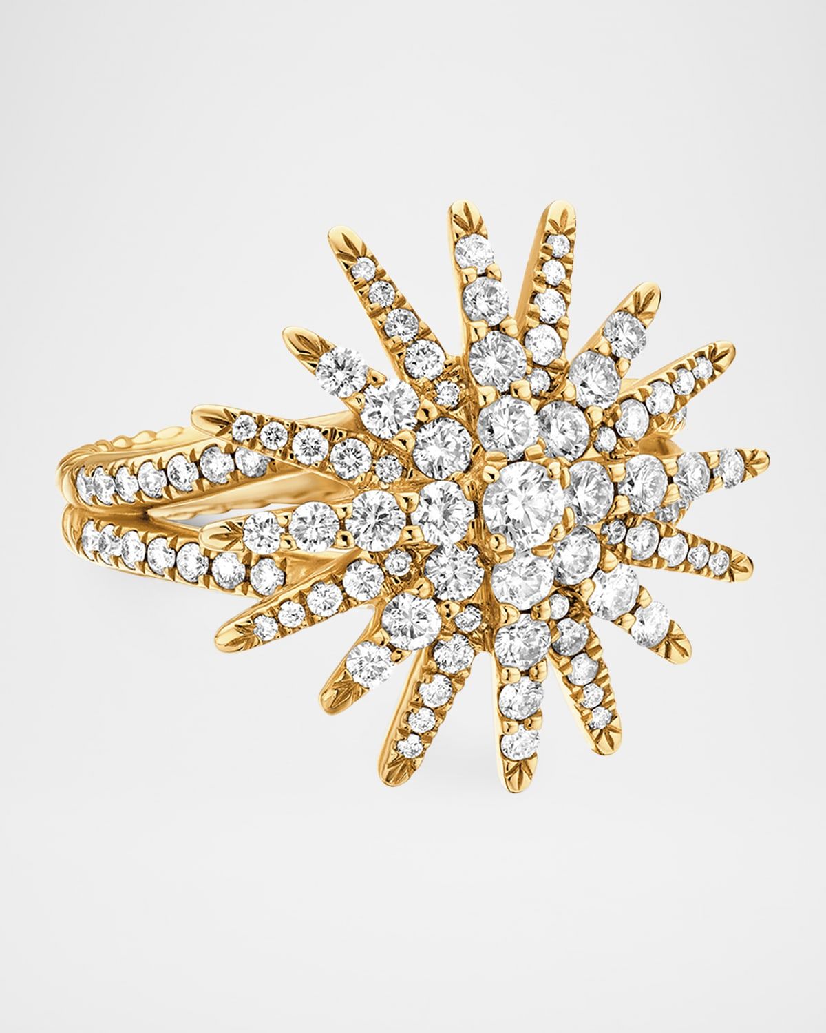 Starburst Ring with Diamonds in 18K Gold, 20mm