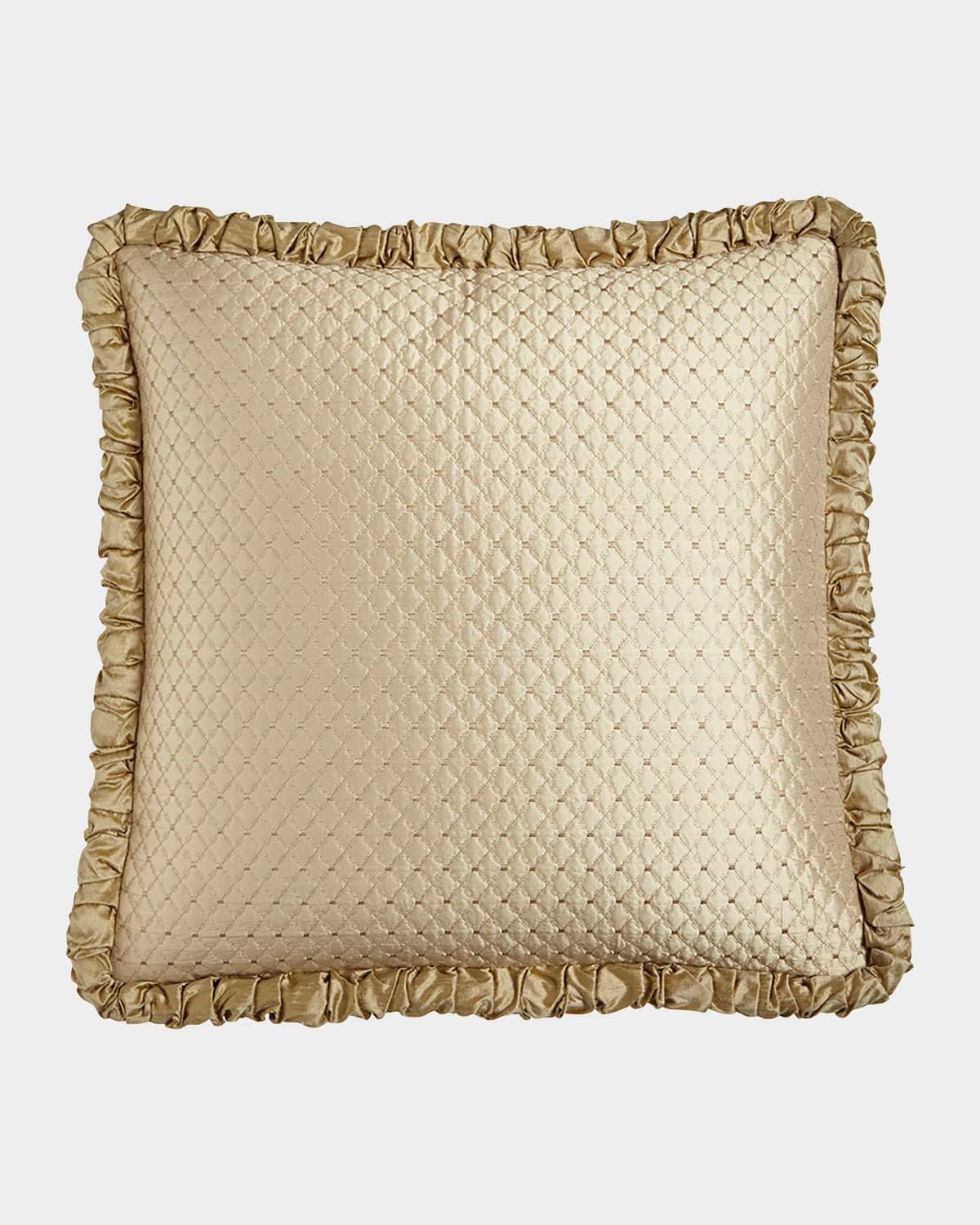 Antoinette Diamond-Stitch European Sham with Ruched Welt