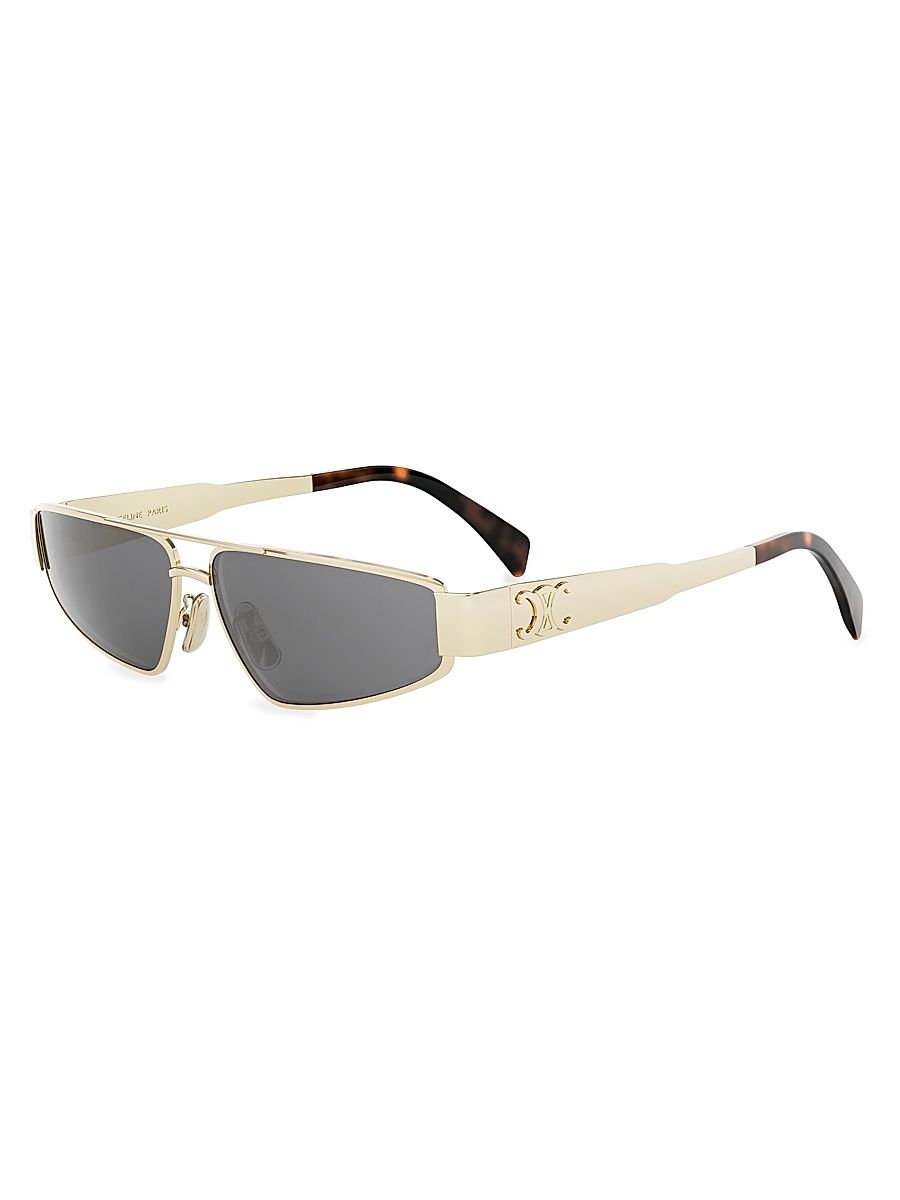 Men's Metal Triomphe 59MM Geometric Sunglasses - Shiny Endura Gold Smoke