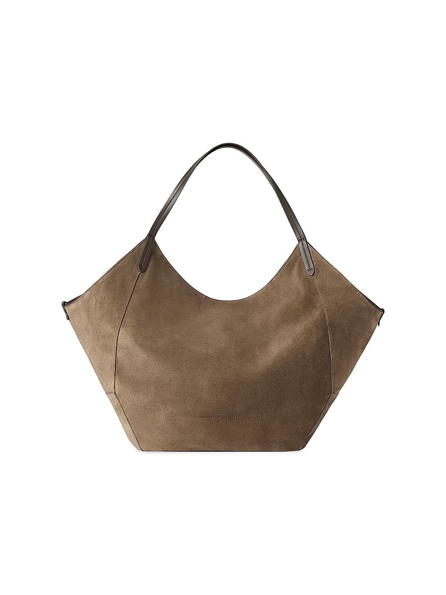 Women's Duo Shopper Bag in Water Resistant Alpaca and Wool - Brown