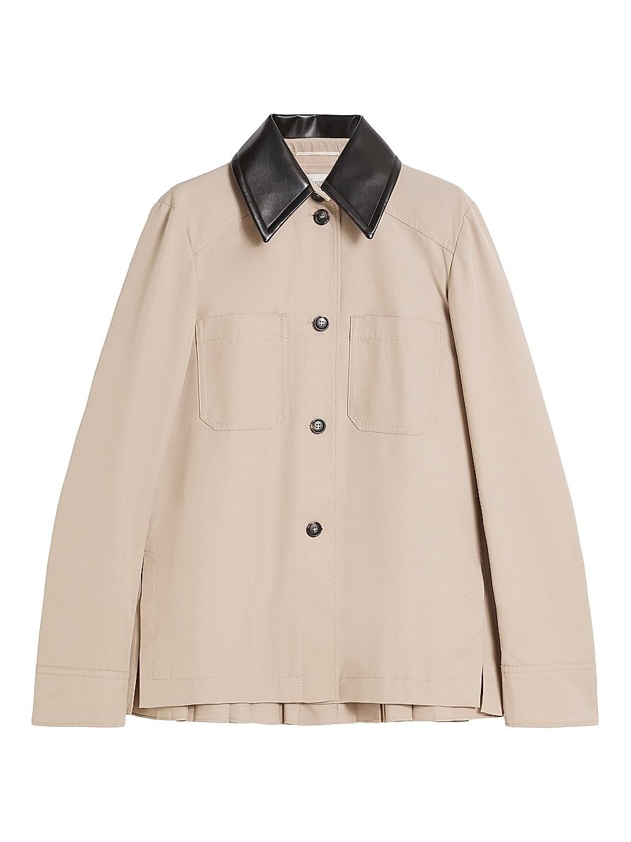 Women's Cotton Overshirt with A Plisse Pleated Back - Beige - Size 12