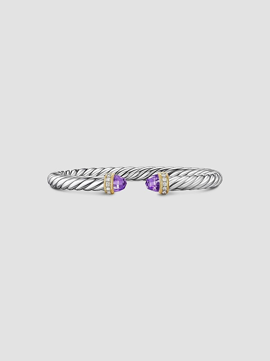 David Yurman Women's Cable Flex Bracelet in Sterling Silver - Pearl - Size Medium