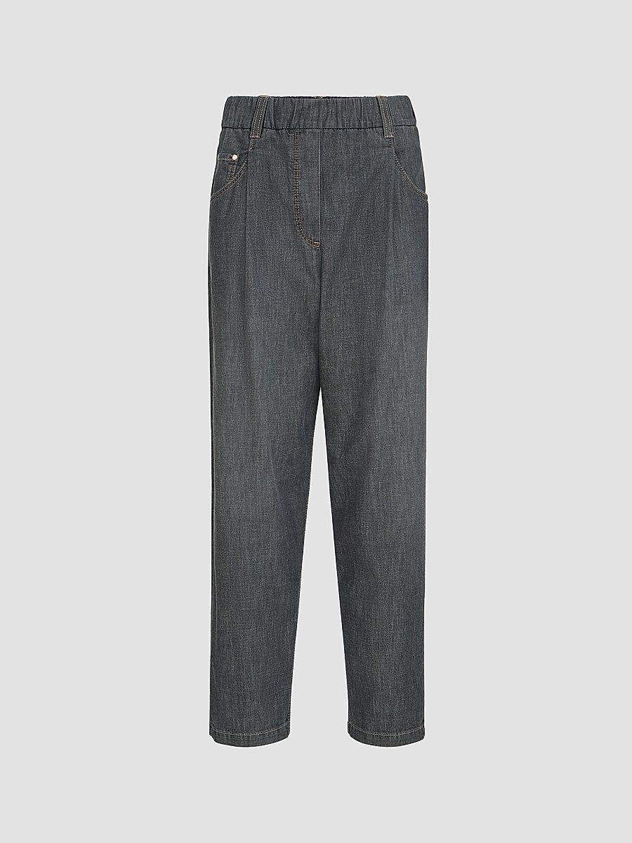 Women's Lightweight Denim Five-Pocket Trousers - Dark Grey - Size 14