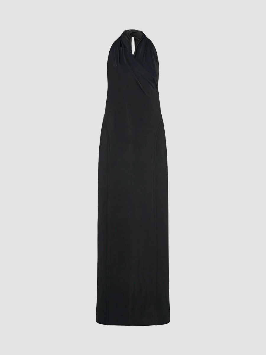 Another Tomorrow Women's Gathered Halter Dress - Black - Size 4