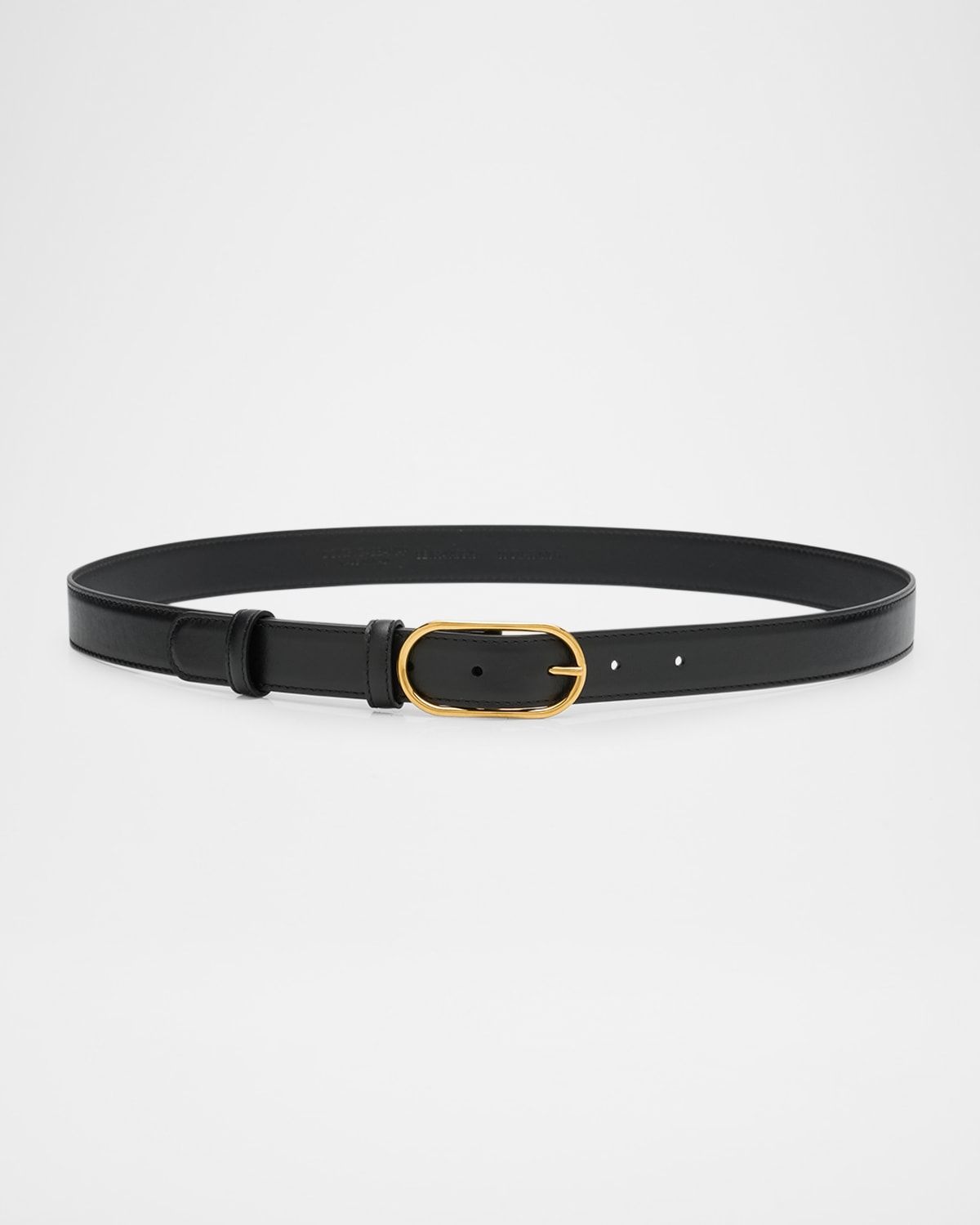 Oval Buckle Calfskin Leather Belt