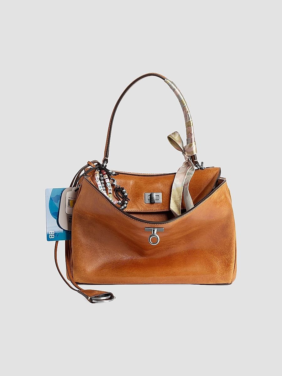 Balenciaga Women's Rodeo Small Top Handle Bag with Charms - Tan Cowboy