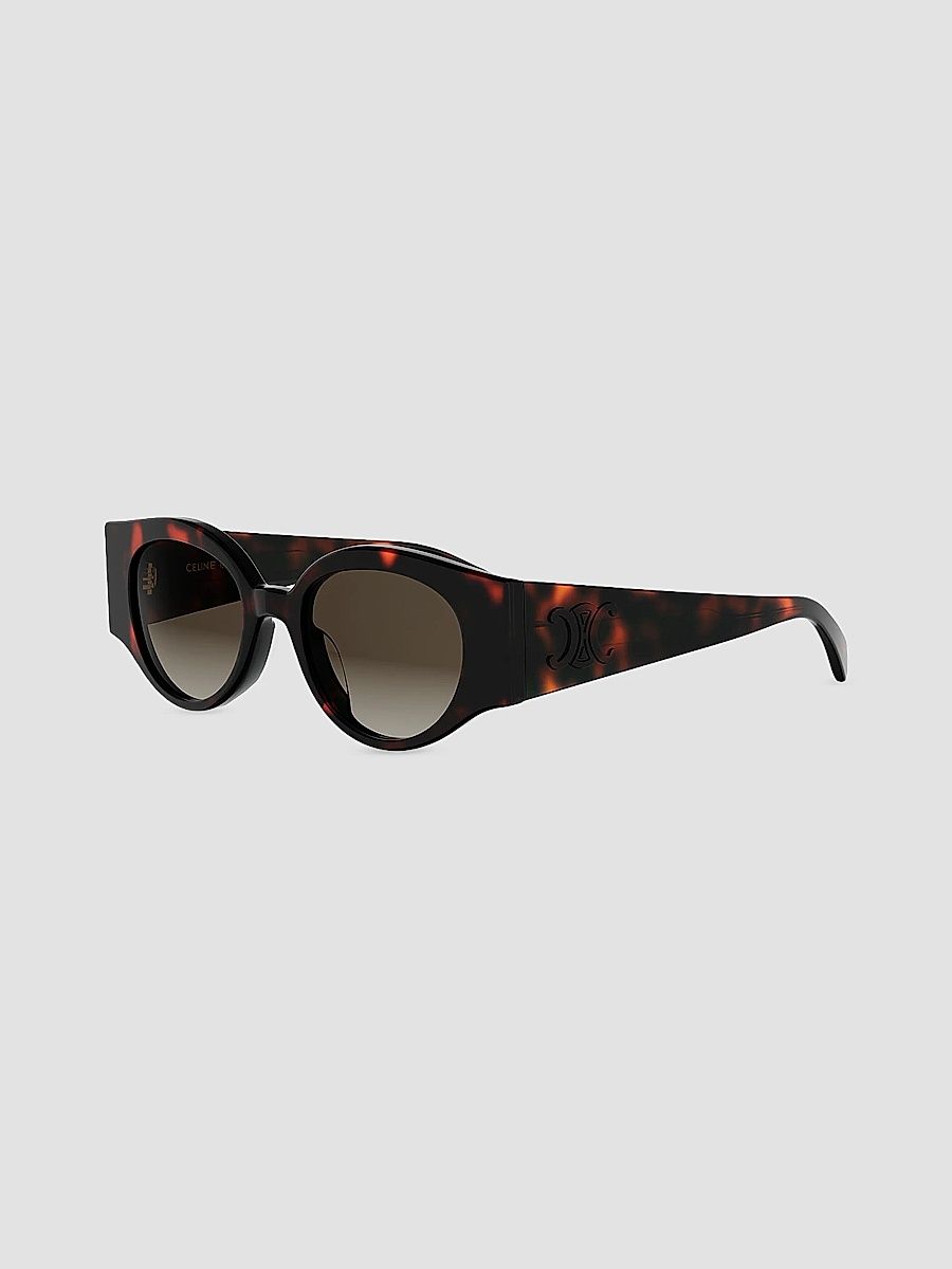 CELINE Women's Triomphe Stamp 50MM Round Sunglasses - Dark Havana Gradient Brown