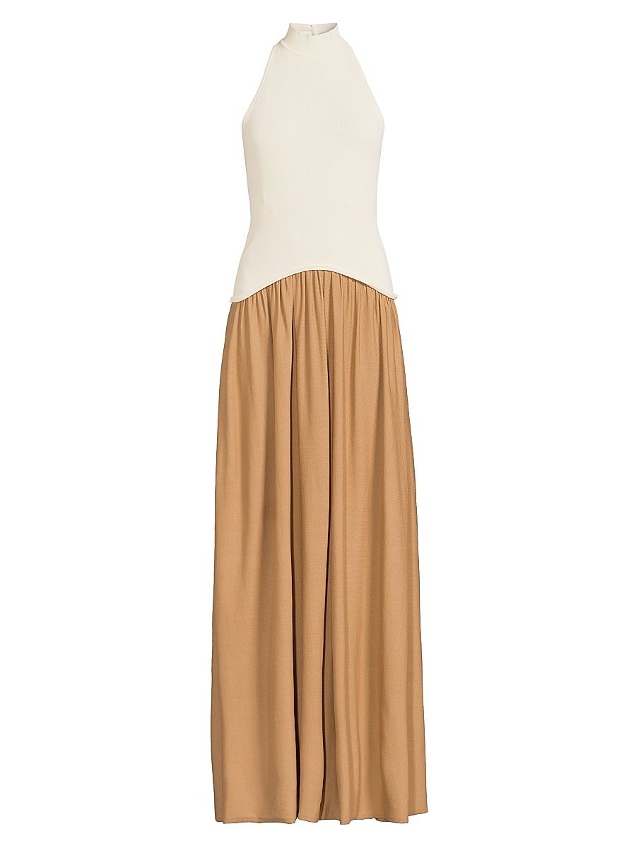 Women's Soglio Halter Dress - Ecru Camel - Size XL