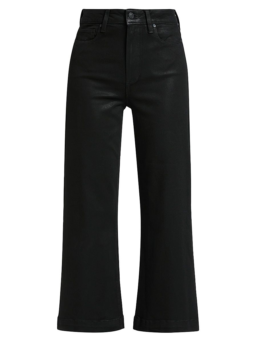 Women's Anessa Coated High-Rise Wide-Leg Ankle Jeans - Black Fog Luxe Coating - Size 32