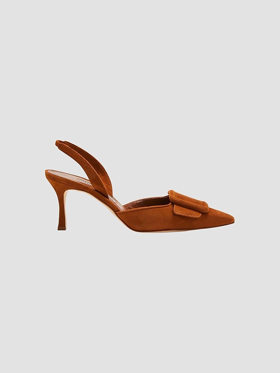 Women's Maysli 70MM Suede Slingback Pumps - Brown - Size 12