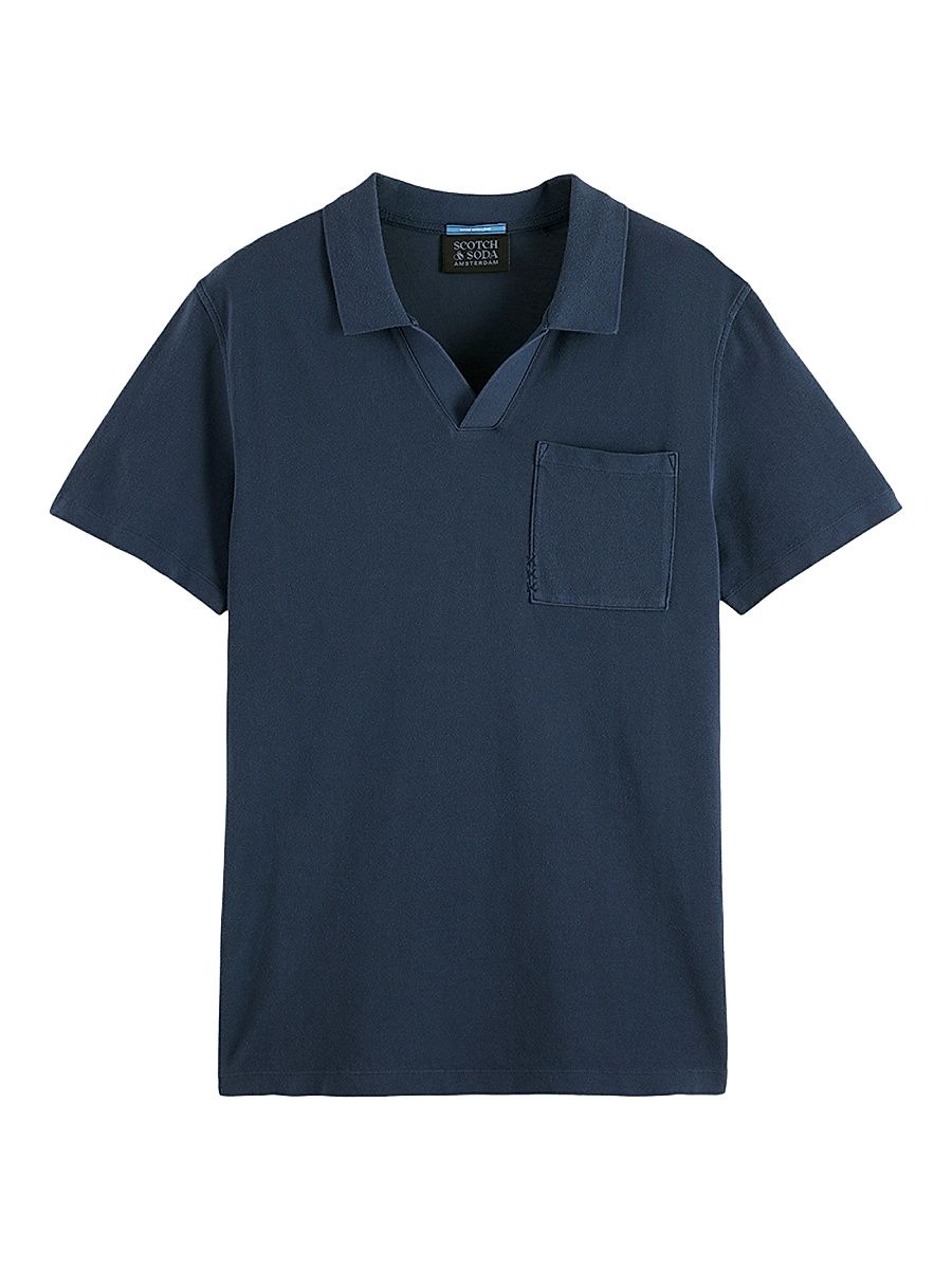 Men's Garment-Dyed Piqué Pocket Polo Shirt - Peacoat - Size XXL