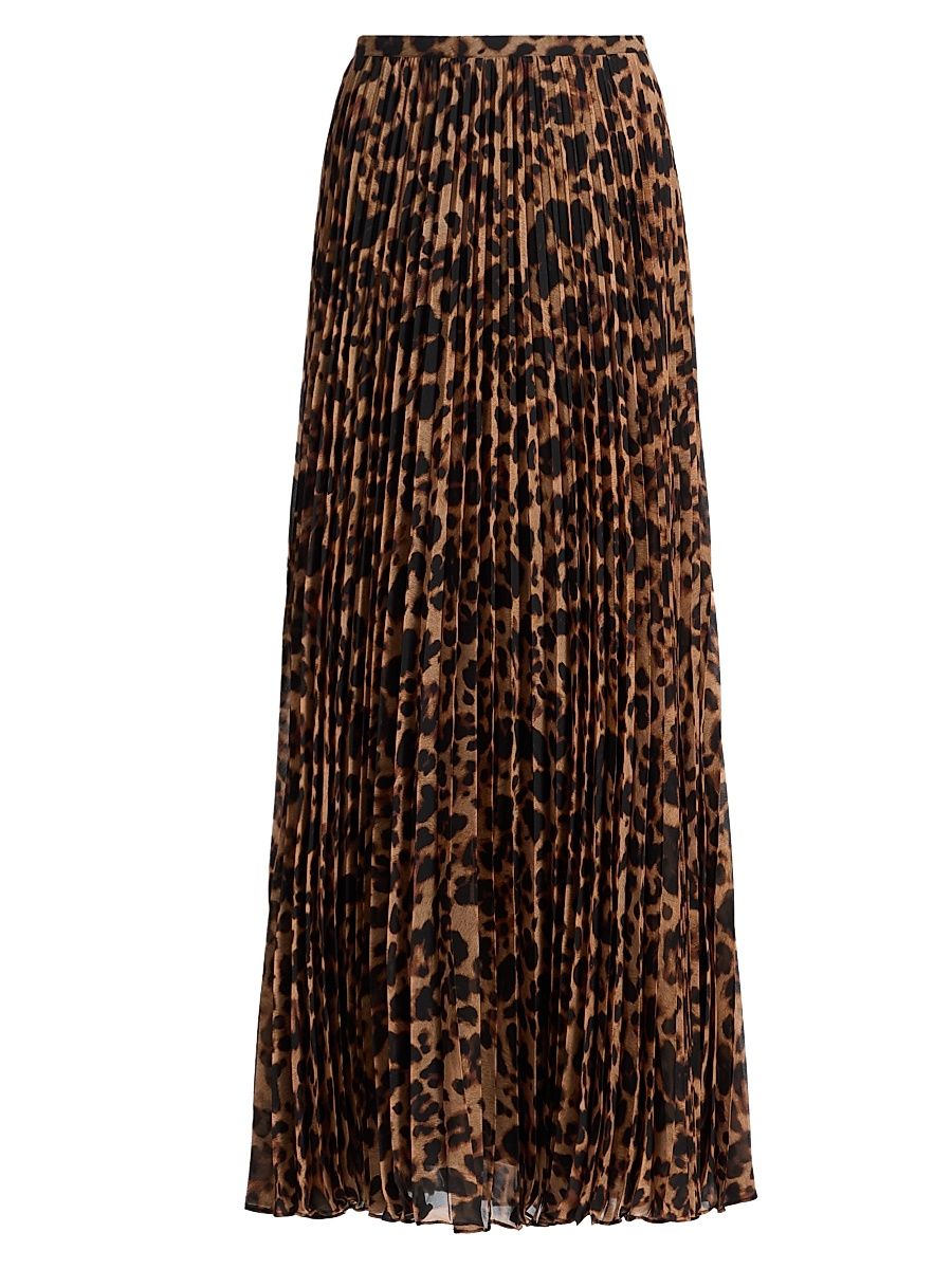 Women's Torin Leopard-Print Pleated Maxi Skirt - Brown Multi Amur Leopard - Size 10