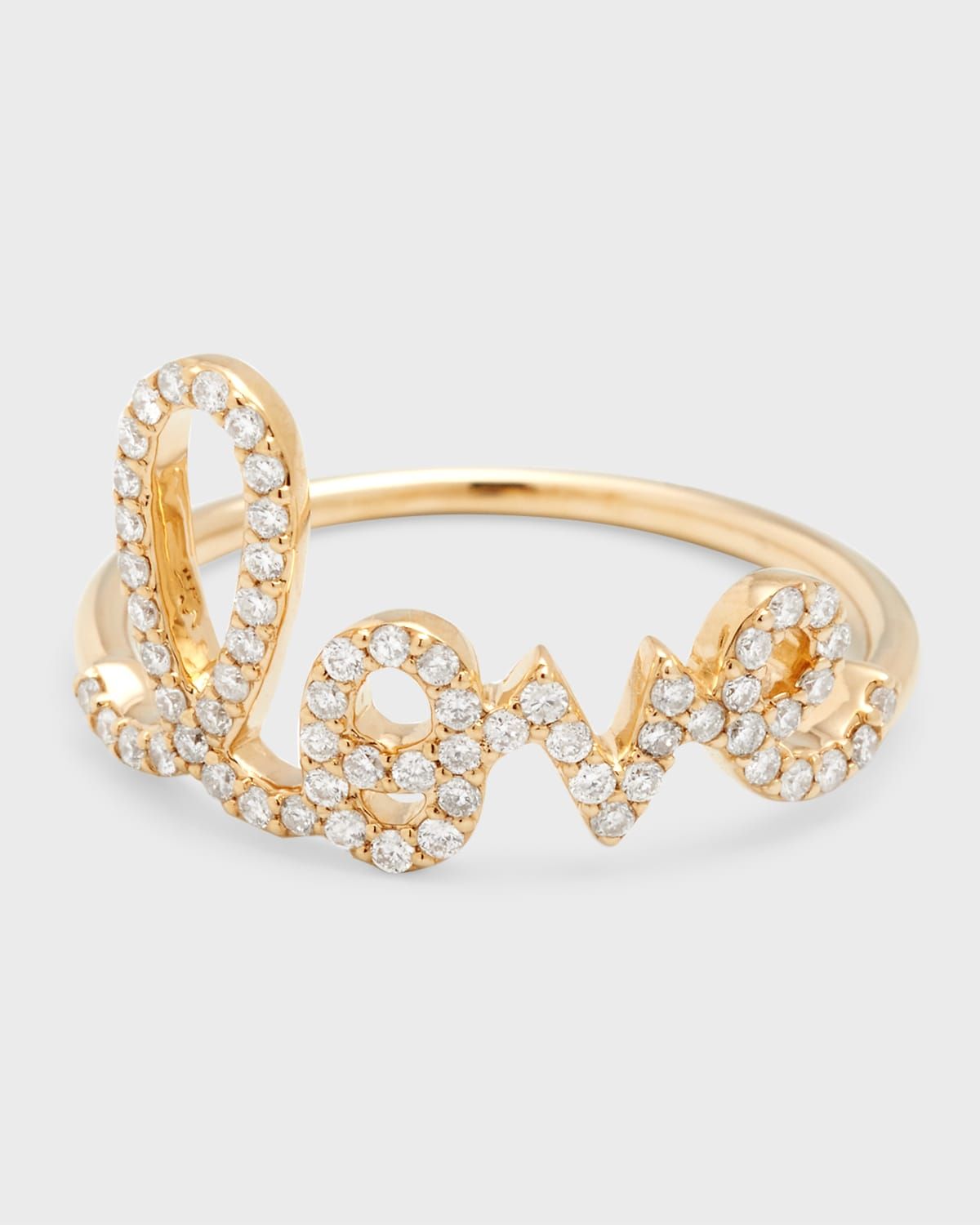 Large Love 14K Gold Ring with Diamonds