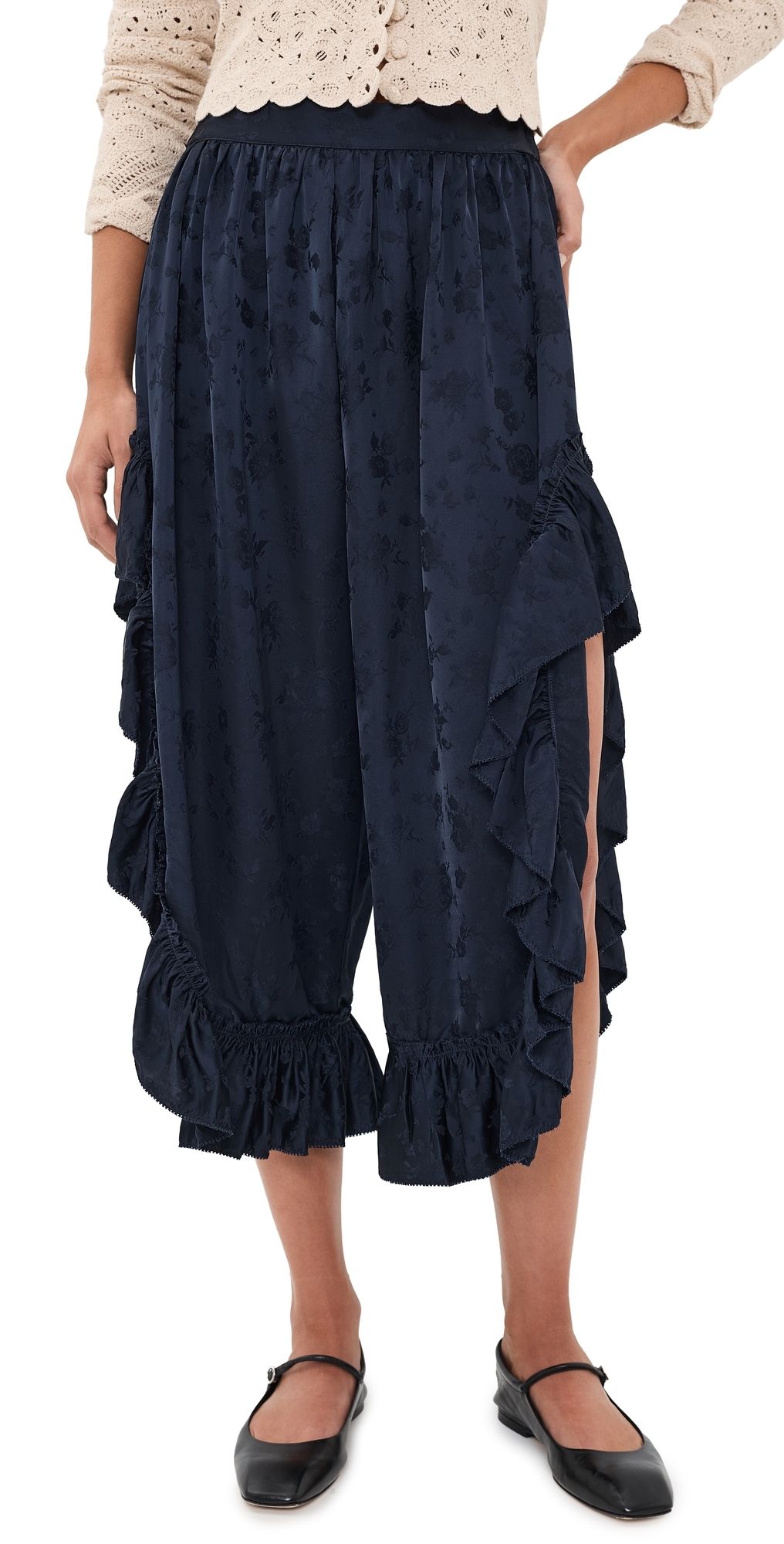 Sea Shay Lace Ruffle Pants Navy S