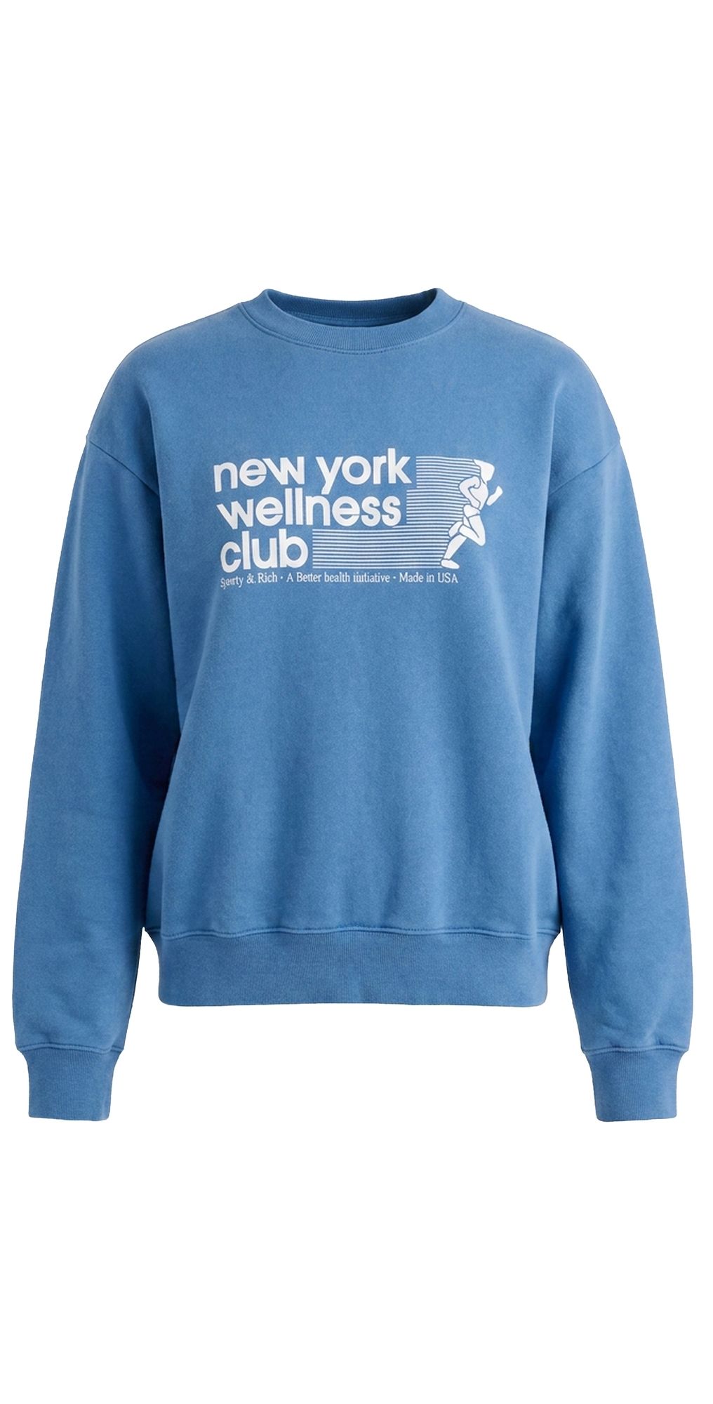 Sporty & Rich USA Wellness Club Crewneck Sweatshirt Dusty Blue White XXL