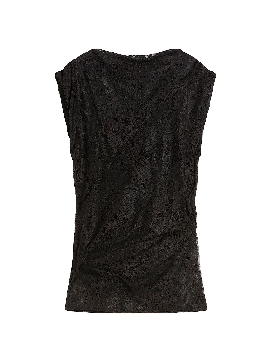 Women's Two Tone Lace Top - Black - Size XL