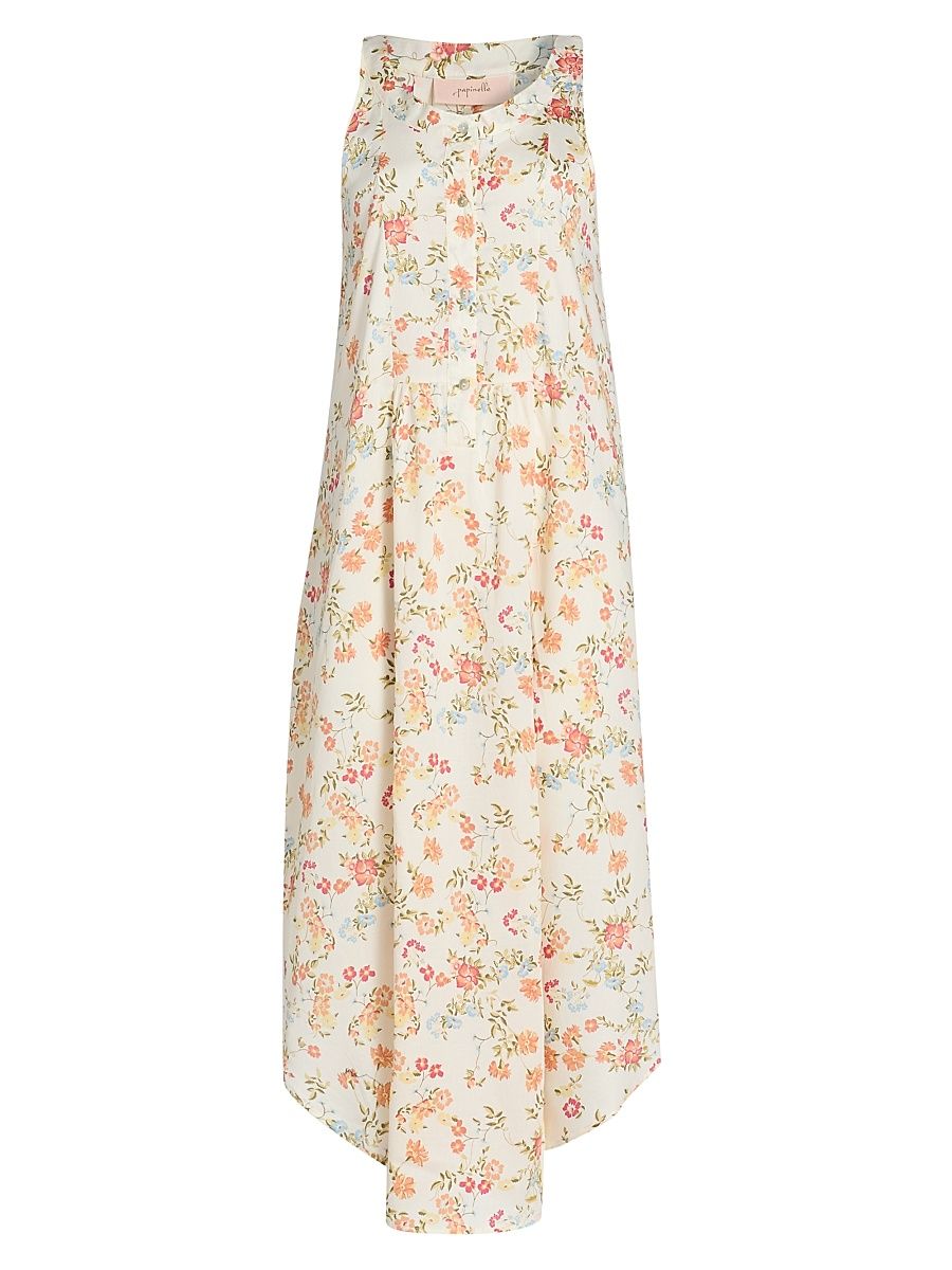 Women's Amber Floral Cotton Nightgown - Peach - Size Medium