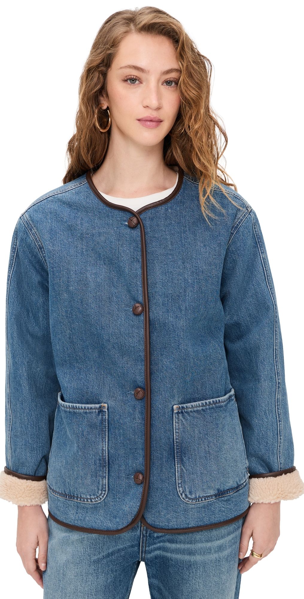 Madewell Denim & Sherpa Jacket in Petersburg Wash Petersburg Wash XXS