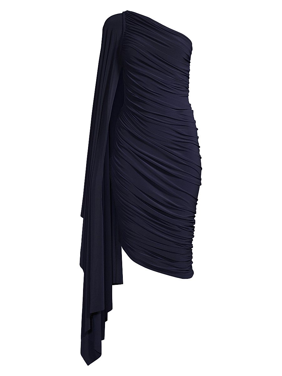 Women's Diana Asymmetric Ruched Dress - True Navy - Size XS