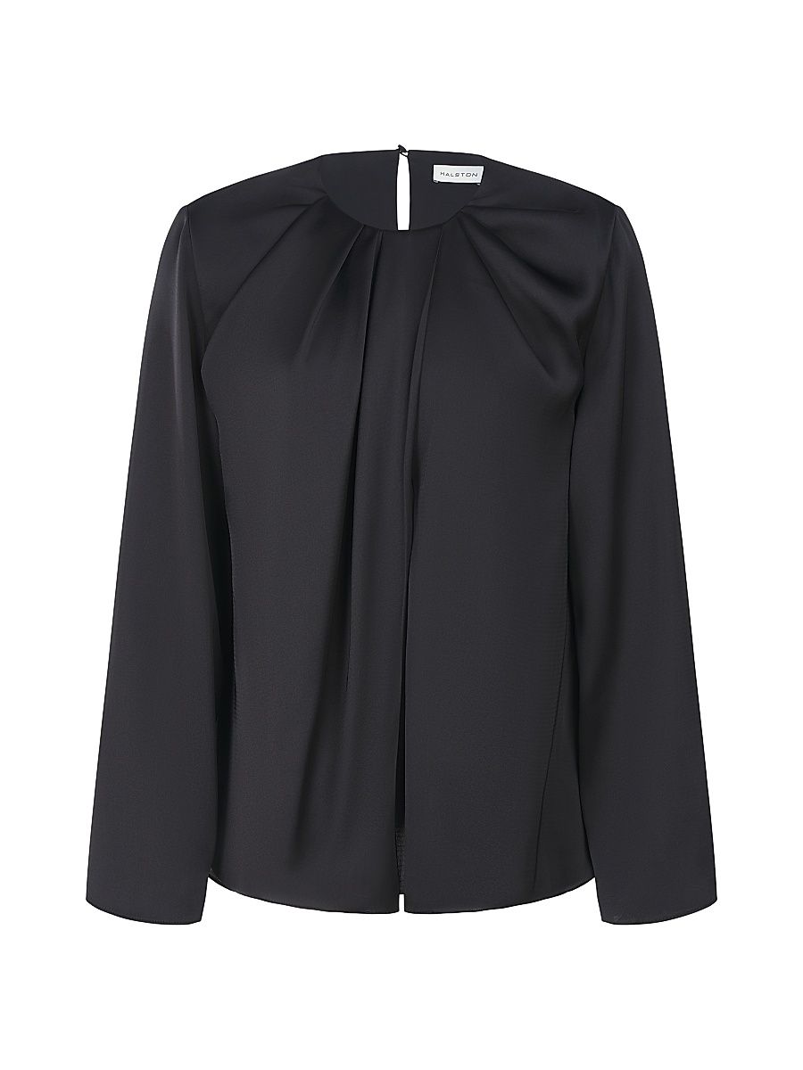 Women's Presley Draped Satin Top - Black - Size 6