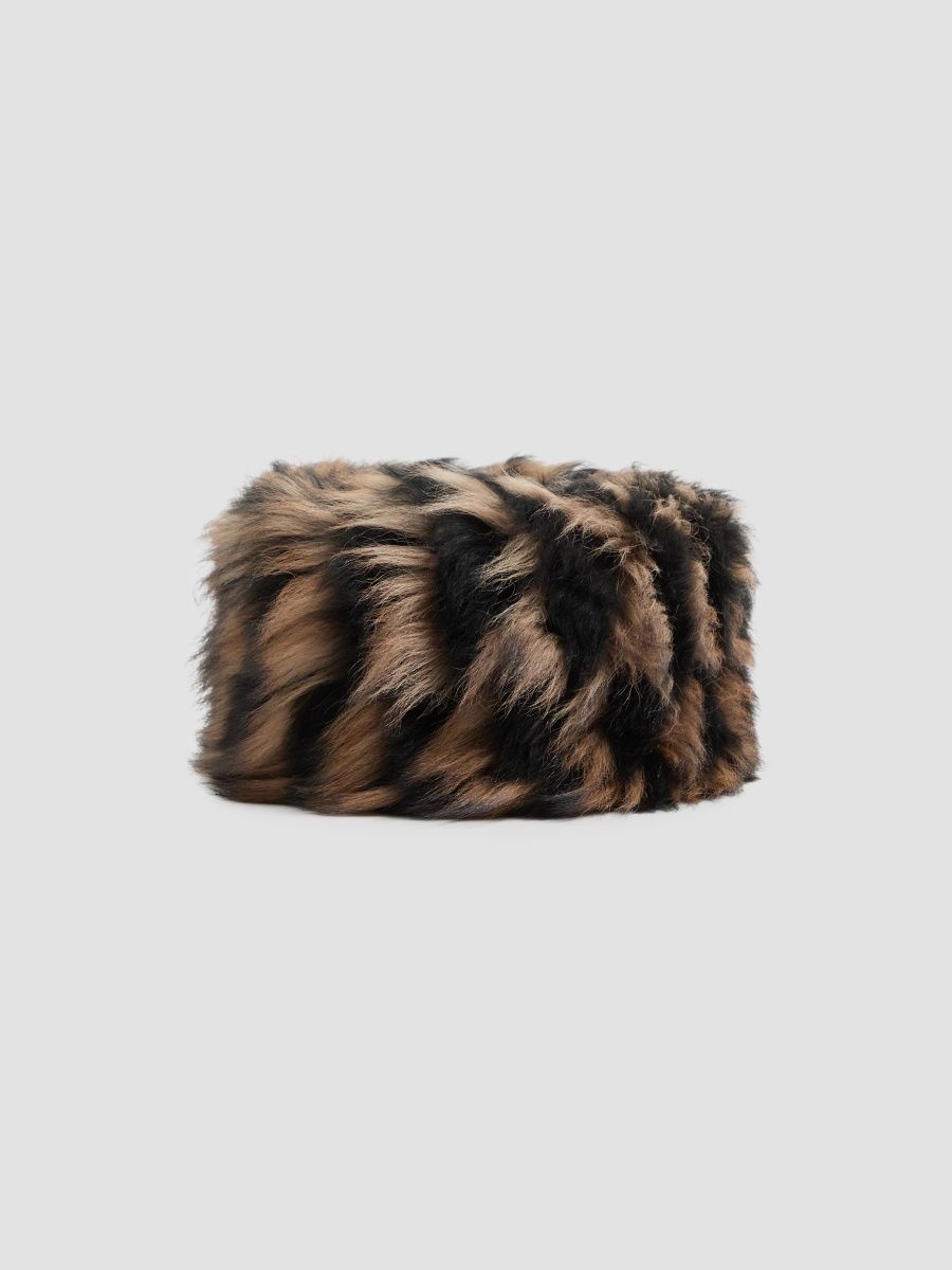 Valentino Women's Lamb Fur Hat - Brown Black - Size XL