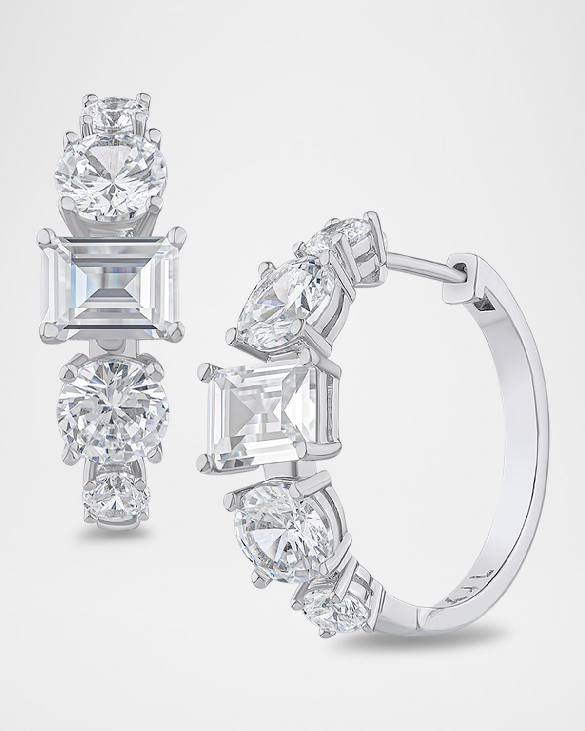 Multi-Shape Cubic Zirconia Hoop Earrings