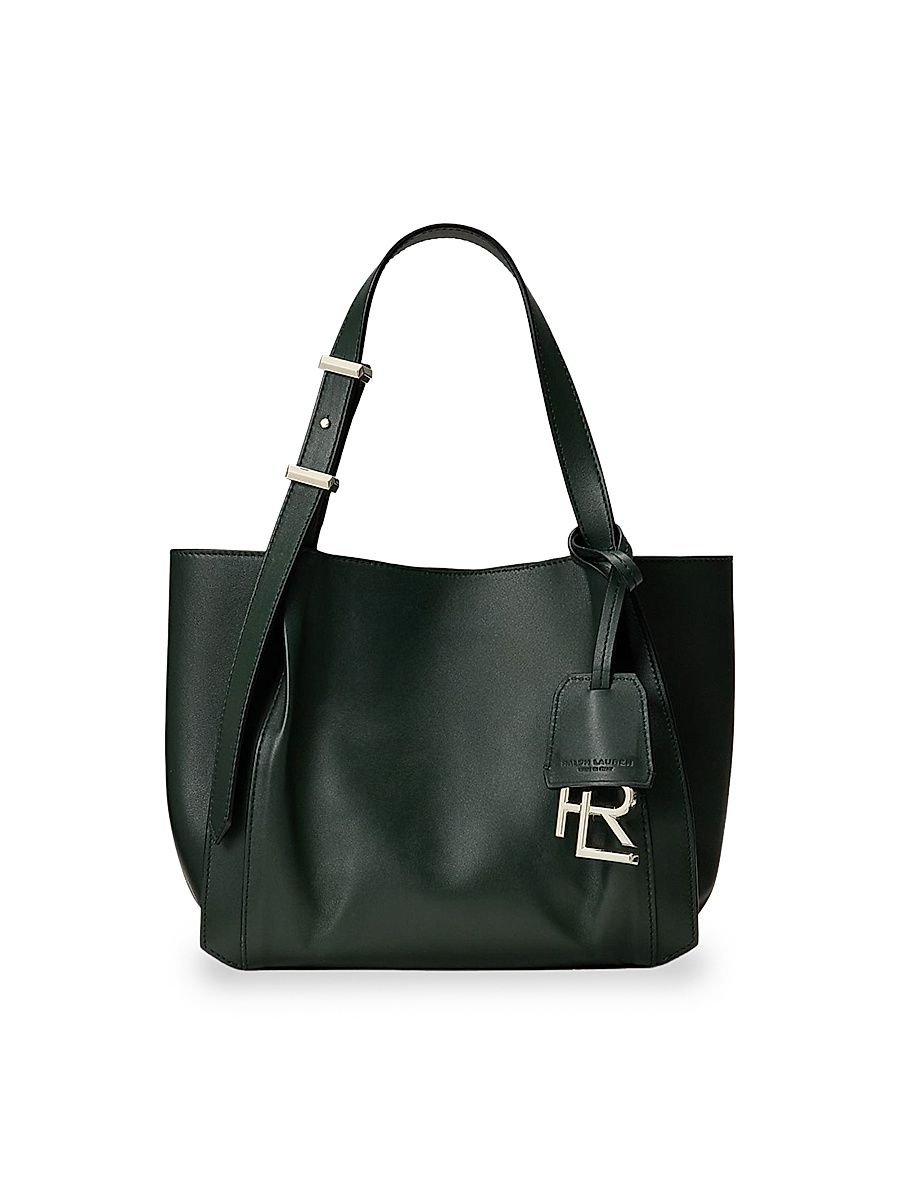 Women's Small Logo Leather Tote Bag - Regent Green