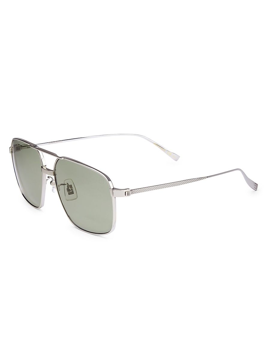 Men's 60MM Pilot Sunglasses - Silver