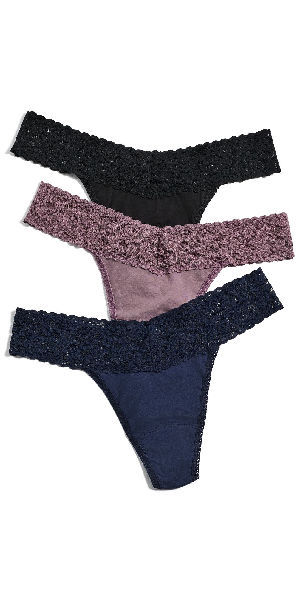 Hanky Panky Cotton Thong 3 Pack Bnd One Size